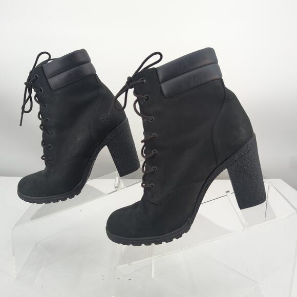 Timberland Tillston Heeled Boots Sz 7.5 Black Suede Baddie Streetwear Punk Goth - Picture 3 of 14